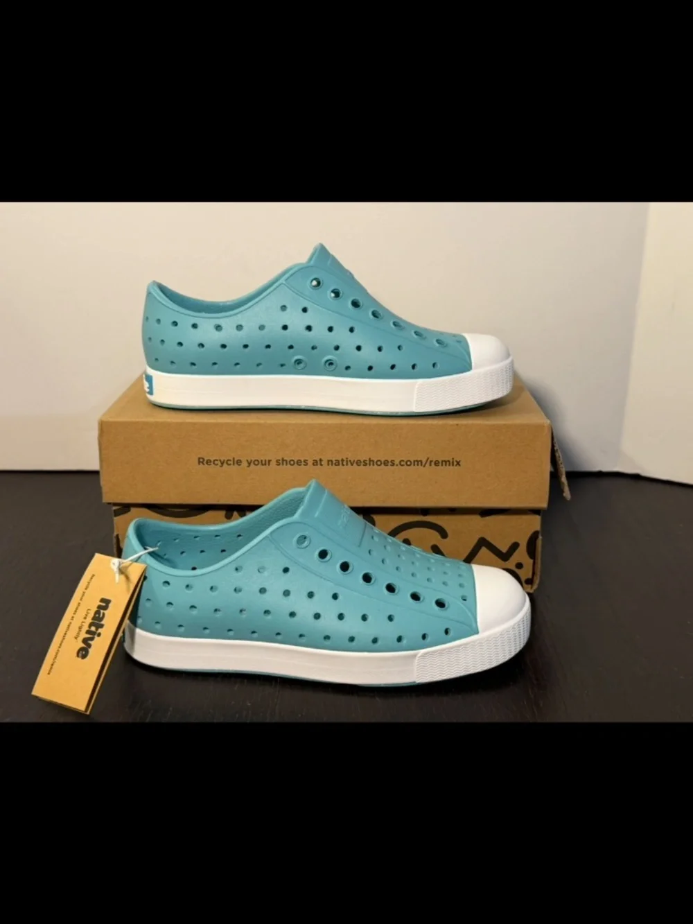 Native Jefferson Slip On Shoes Berta Blue/White Little Kids/Toddler C12